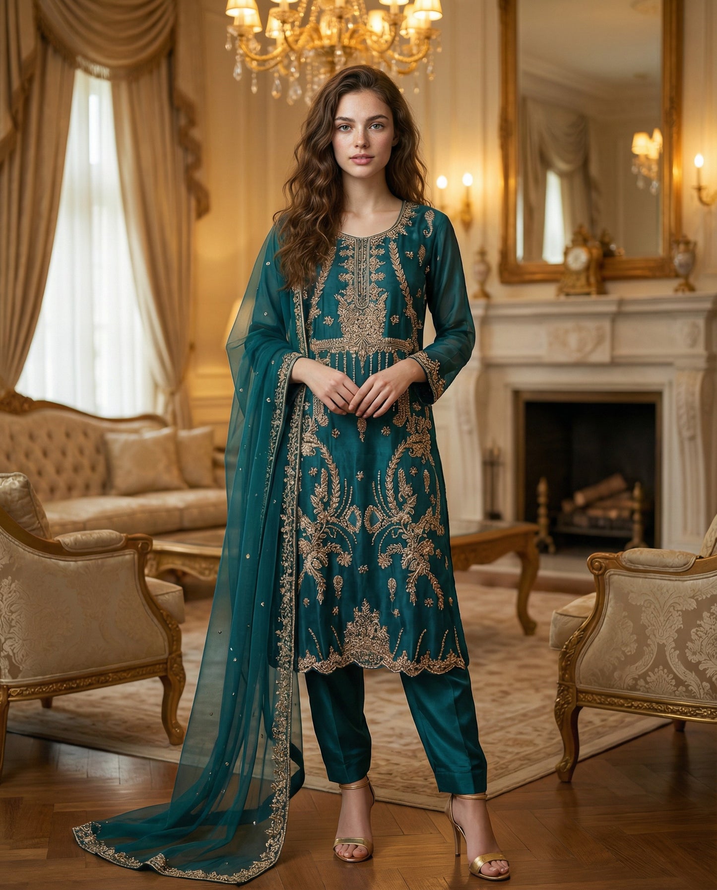 3- Piece Zinc Mirror Silk Dress
